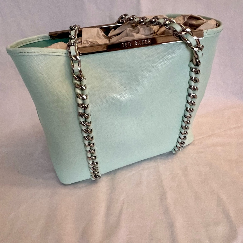 Ted Baker Mint Green Shoulder Bag with Chain Straps